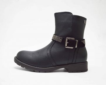 Bota negra hebilla niña