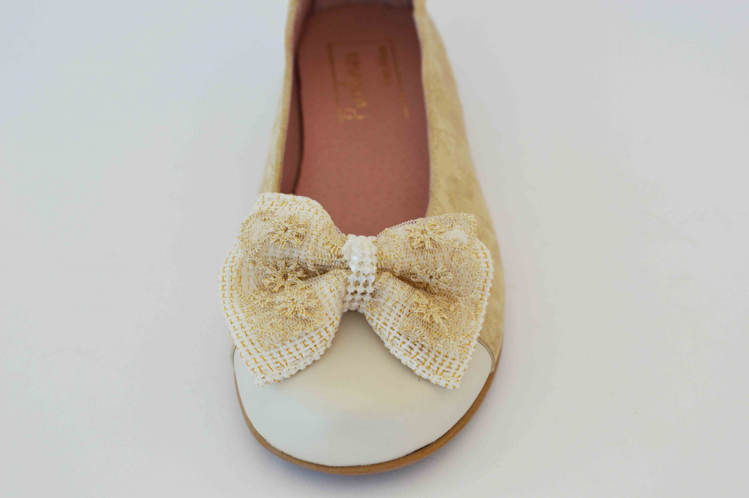 Bailarina beige estampada con puntera beige - Imagen 4