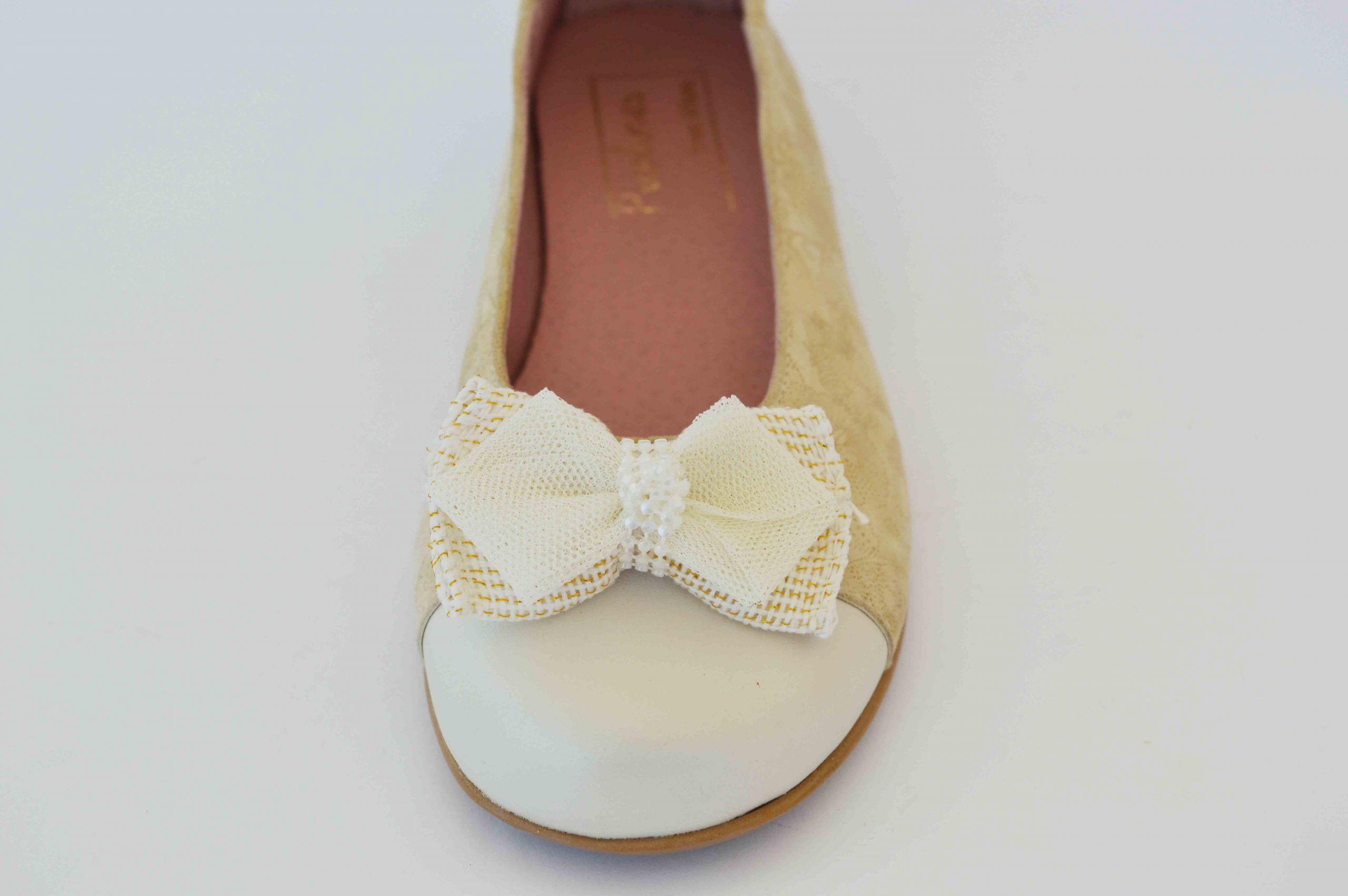 Bailarina beige estampada con puntera beige - Imagen 10