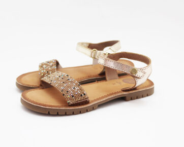 Sandalias bronce doradas perlitas niña Gioseppo