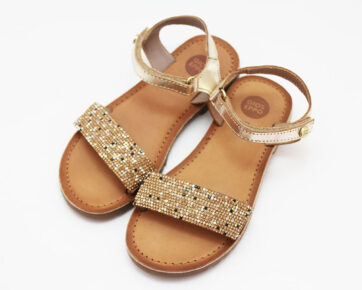 Sandalias bronce doradas perlitas niña Gioseppo