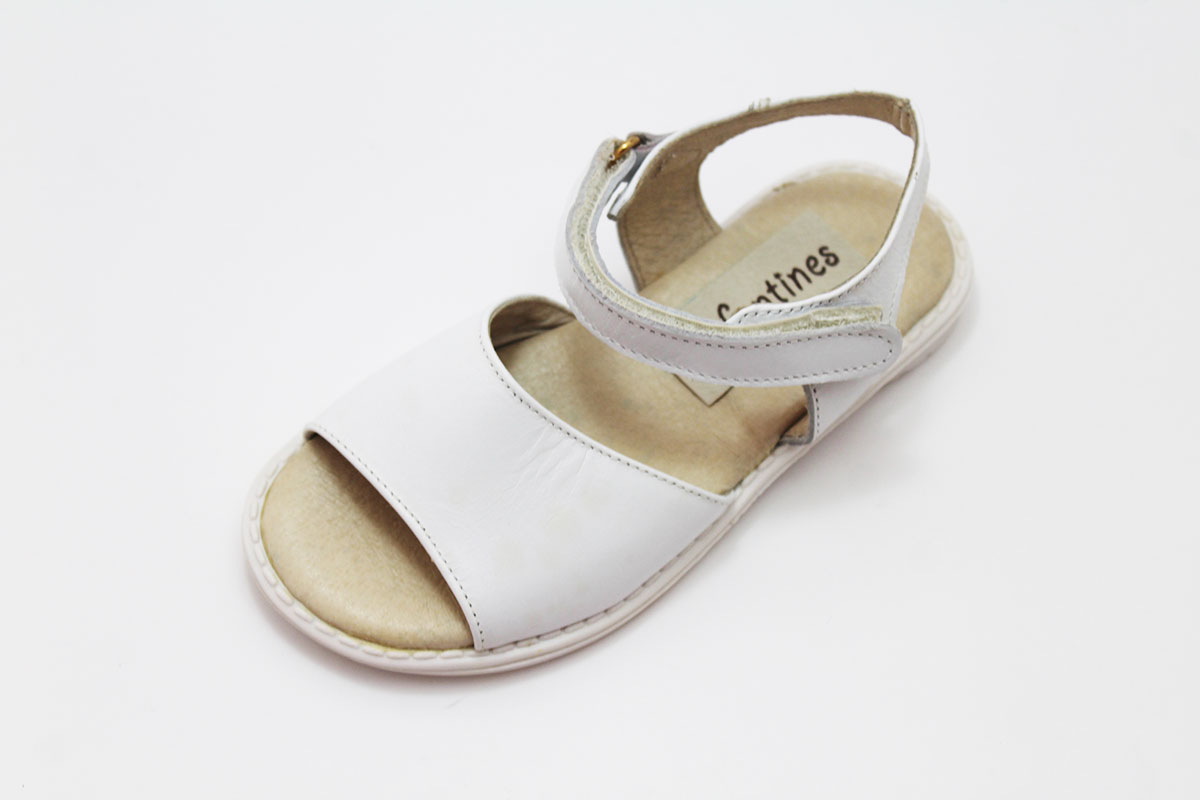 Sandalia niña en piel blanco - Imagen 4