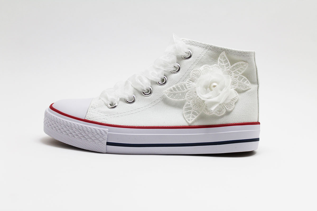 Zapatillas comunión blanco flor perla blanca - Imagen 3