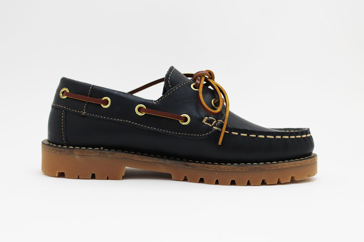 Náutico suela gruesa azul marino cordones marrones niño niña - Imagen 4