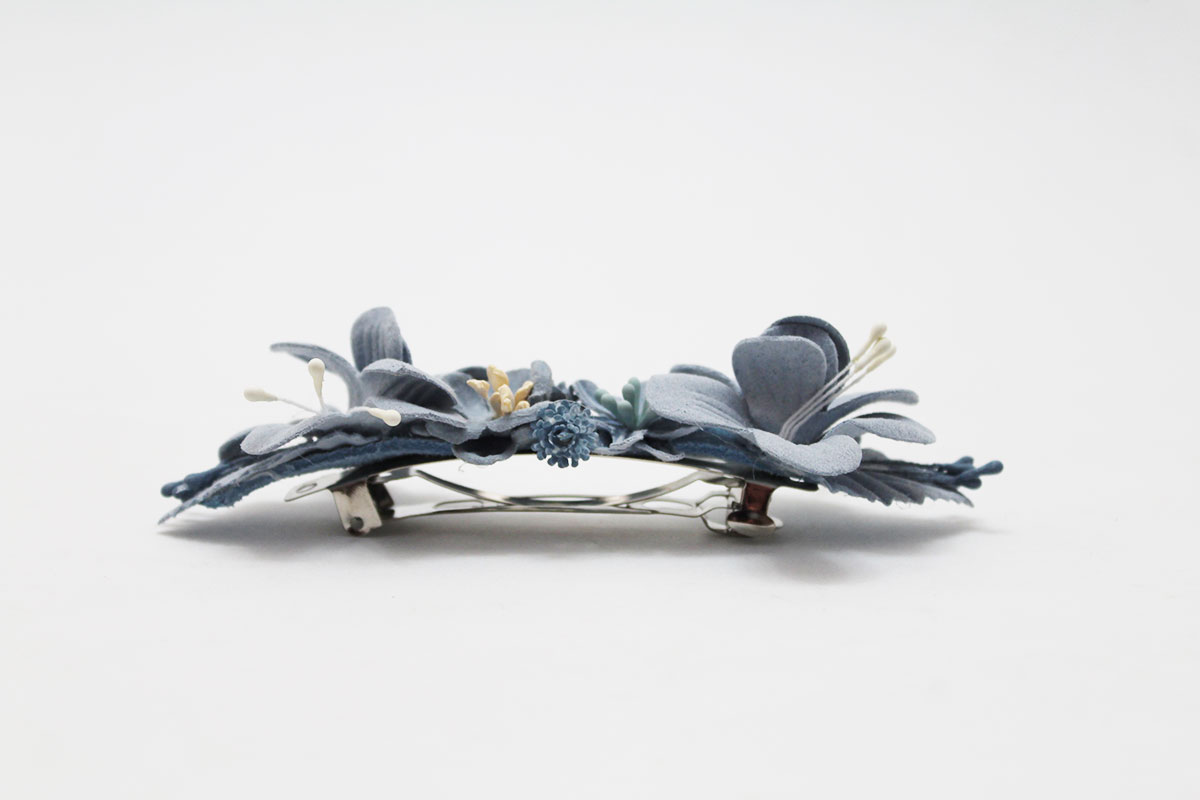 Pasador dos flores hojas ramilletes niña - Imagen 3