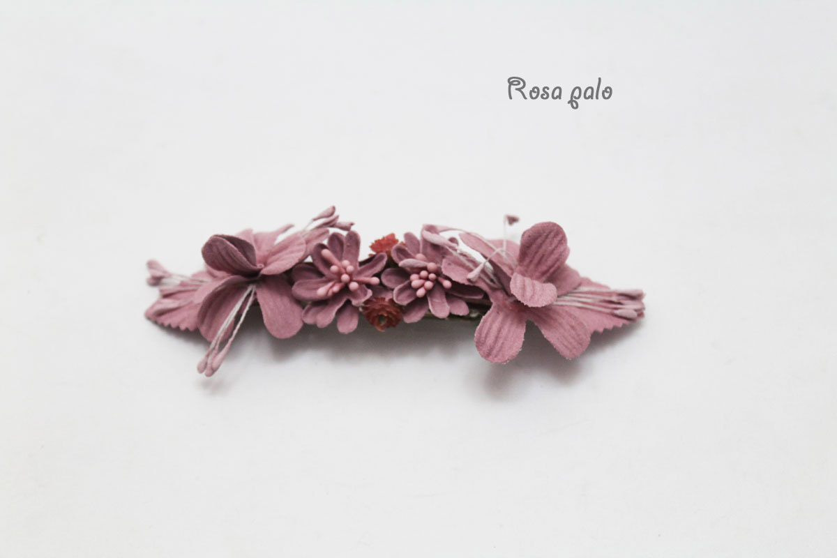 Pasador dos flores hojas ramilletes niña - Imagen 8