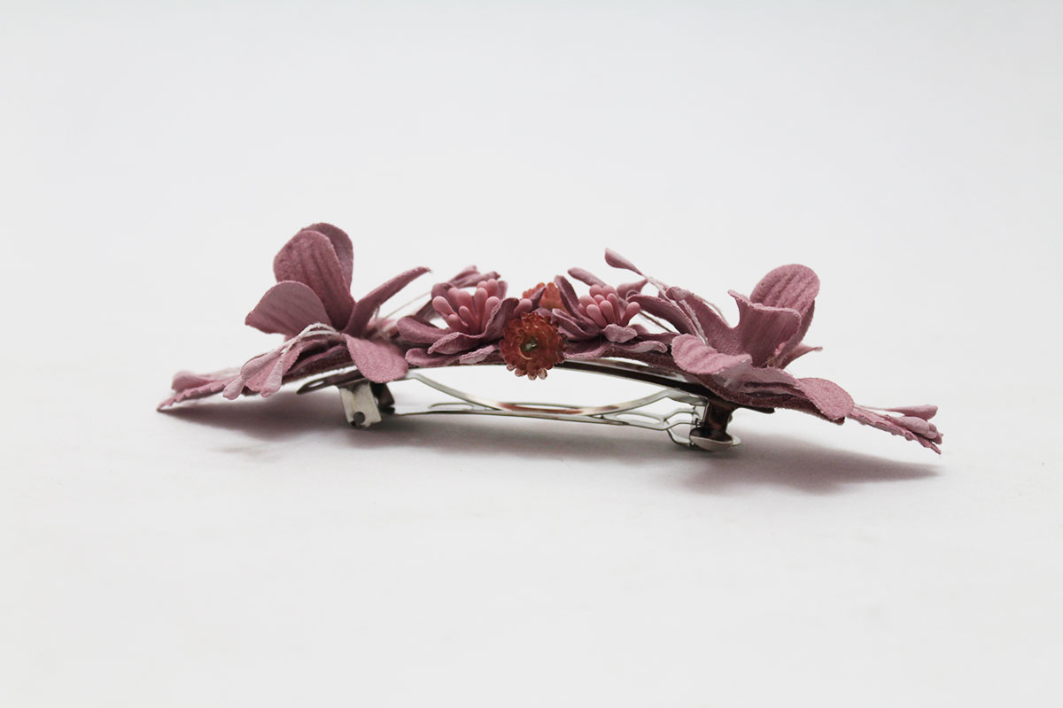 Pasador dos flores hojas ramilletes niña - Imagen 9