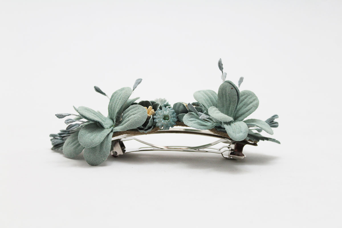 Pasador dos flores hojas ramilletes niña - Imagen 11