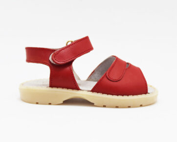 Sandalia roja piel basica niñas